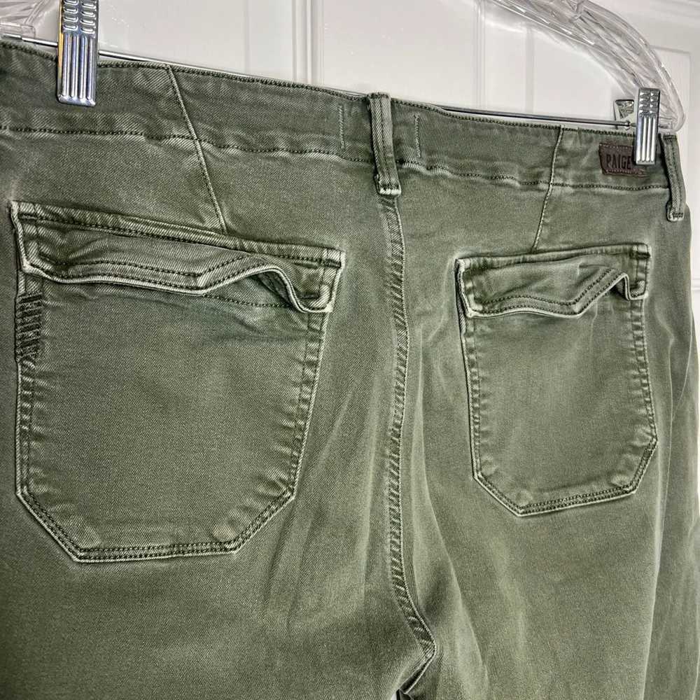 PAIGE Mayslie Cropped Joggers Ankle-Length Green Jeans | Size 31
